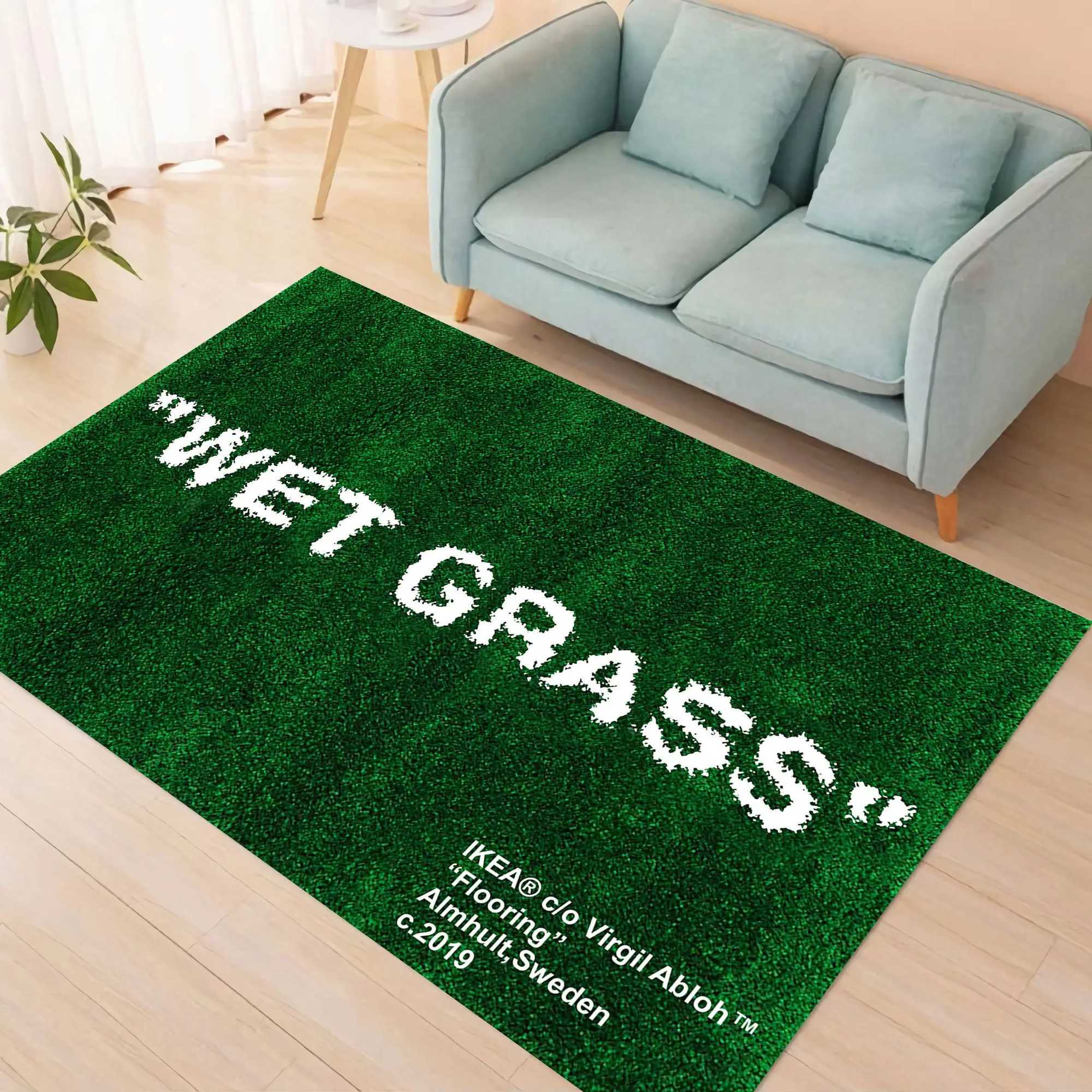 Grass Looking Wet Grass Rug Grass Pattern Living Ro Area Carpet Cust Personali Colorf Rug Soft Flanne Handmade Gift Z250208