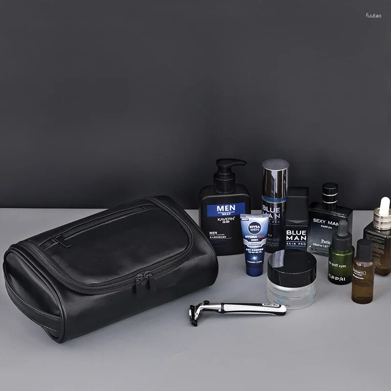 Women's Cosmetic Bags & Men's Designer Toiletry Bag: Retro PU Leather Travel Organizer, Waterproof hot Makeup Case for Women and Men