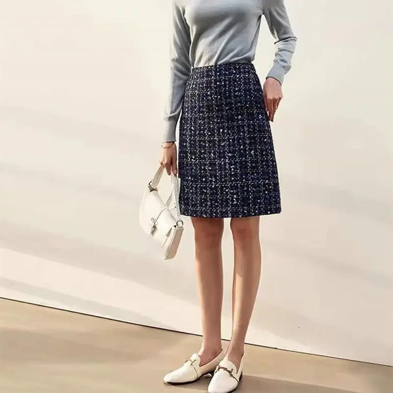 womens fashion coarse woolen plain weave skiing high waisted Aline ultrathin casual wool Y573 for autumn and winter 2024 250206Z