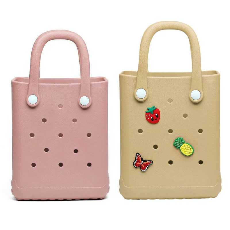 Mini Beach Bag Summer EVA DIY Waterproof Beach Basket Picnic Outdoor Travel Tote Handbag Swimming Shoulder Shopping Shoulder Bags B250618