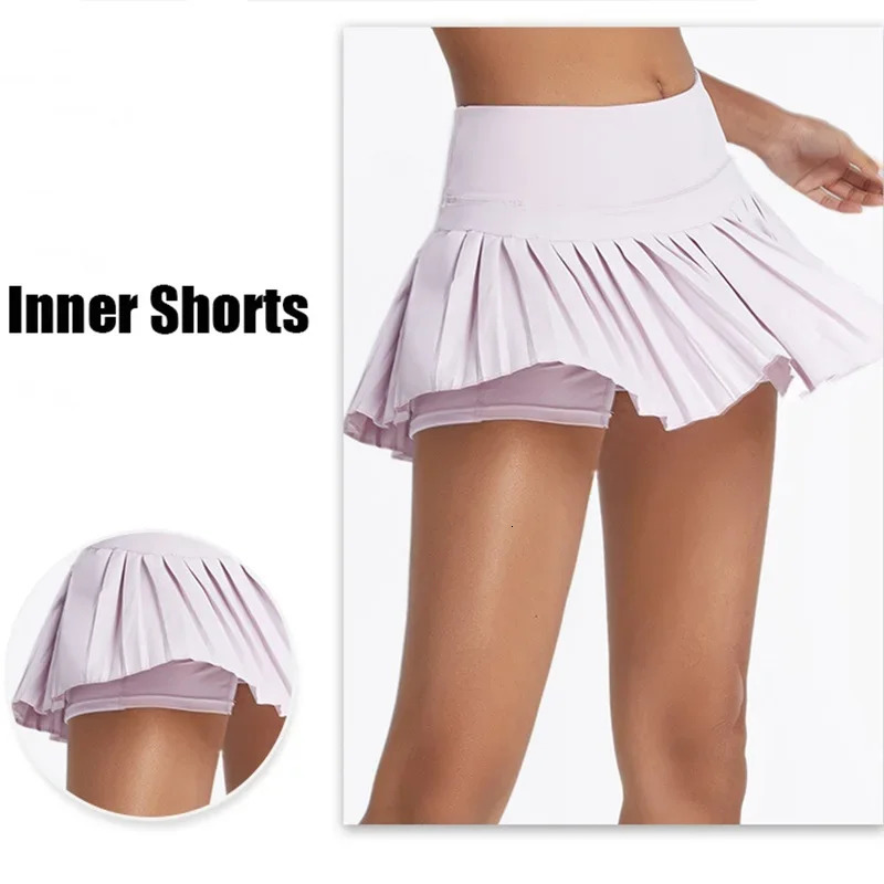 Cloud Rise Pocket Tennis Skirts Gym Golf Running Pleated Pantskirt Plus Size SEXY Women XS-XXL Sports Fitness High Waist Skort250206