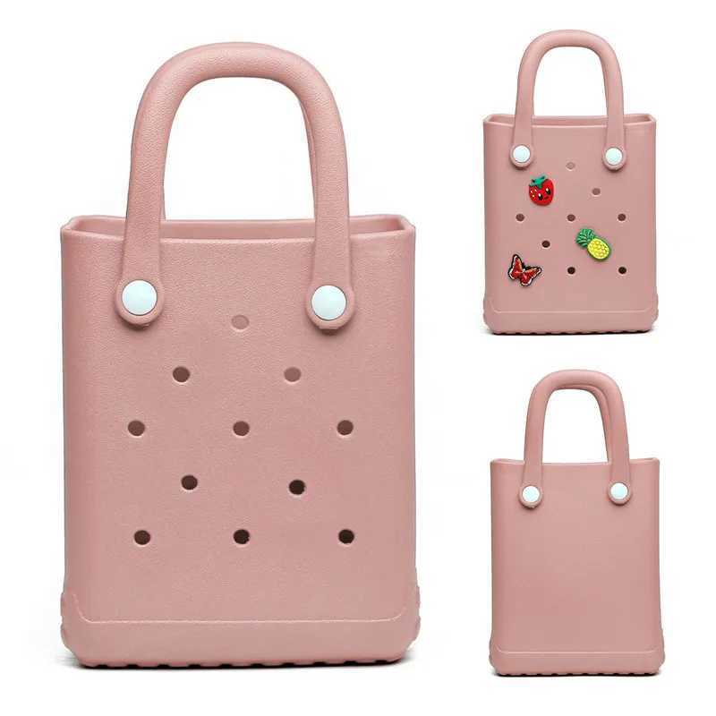 Mini Beach Bag Summer EVA DIY Waterproof Beach Basket Picnic Outdoor Travel Tote Handbag Swimming Shoulder Shopping Shoulder Bags B250618