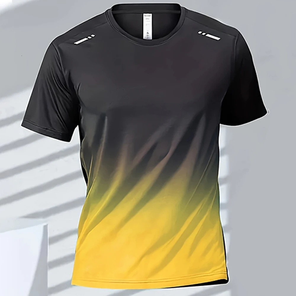 Mens Tshirts Sports Tshirt Quickdrying Gradient Short Sleeve Tees Outdoor Workout Basketball Training Running men clothes 250118