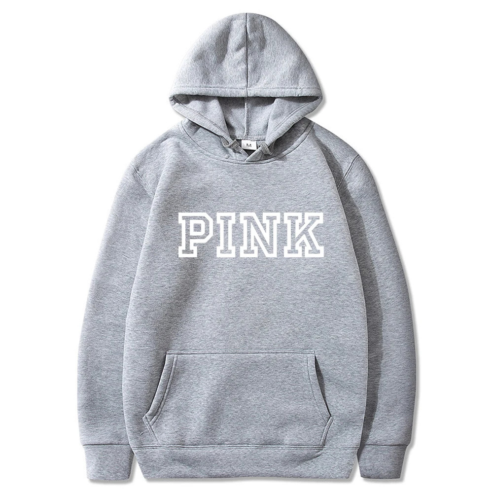 PINK Letter Printed Hoodies Hip Hop Women Street Style Hoody Autumn Loose Fleece Clothing Comfortable Pullover Sweatshirt 250116