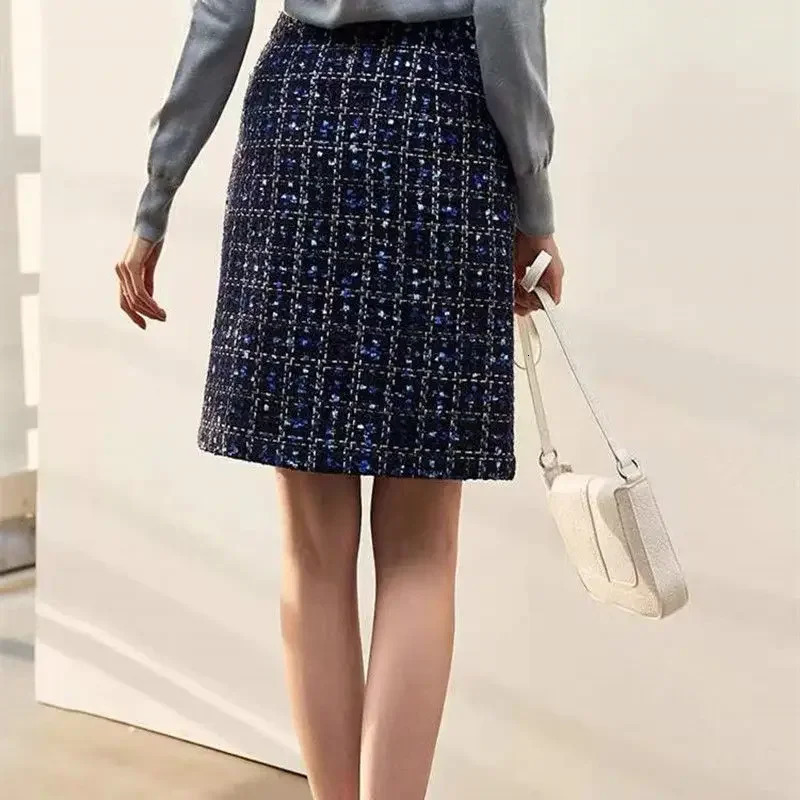 womens fashion coarse woolen plain weave skiing high waisted Aline ultrathin casual wool Y573 for autumn and winter 2024 250206Z