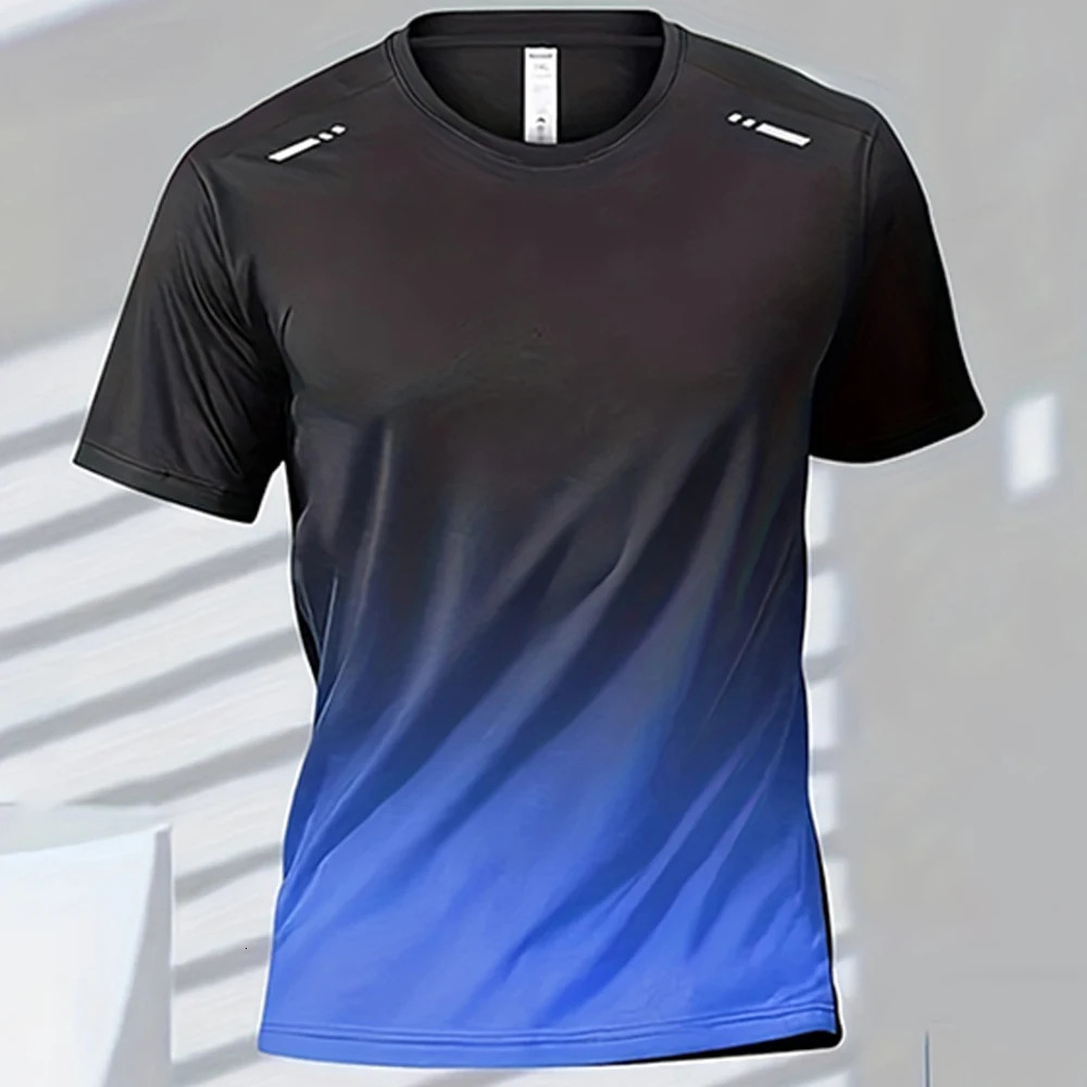 Mens Tshirts Sports Tshirt Quickdrying Gradient Short Sleeve Tees Outdoor Workout Basketball Training Running men clothes 250118