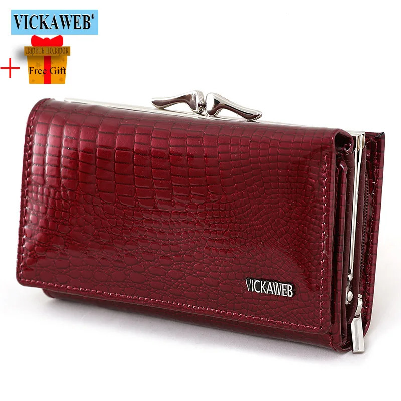 Free Gift Women Genuine Leather Short Wallet Female Fashion Purses Ladies Alligator Hasp Zipper Small Coin Bag AE2155 250221