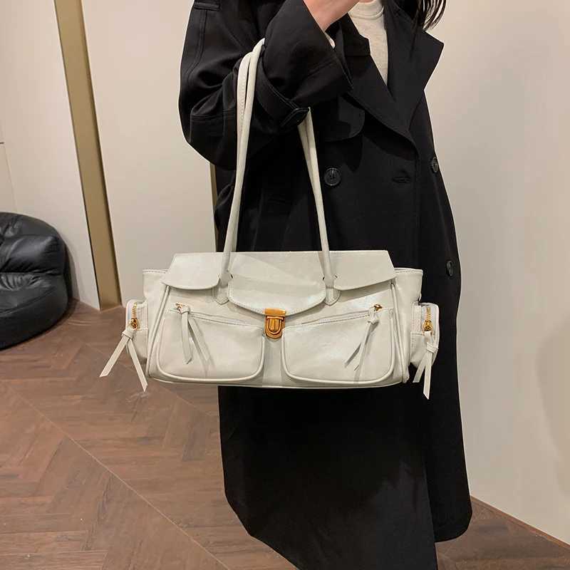 Branded Underarm Shoulder Motorcycle Bags For Women Y2K Multi-Pockets Large Capacity Sahels 2024 Winter Lat Luxury Handbags B250618