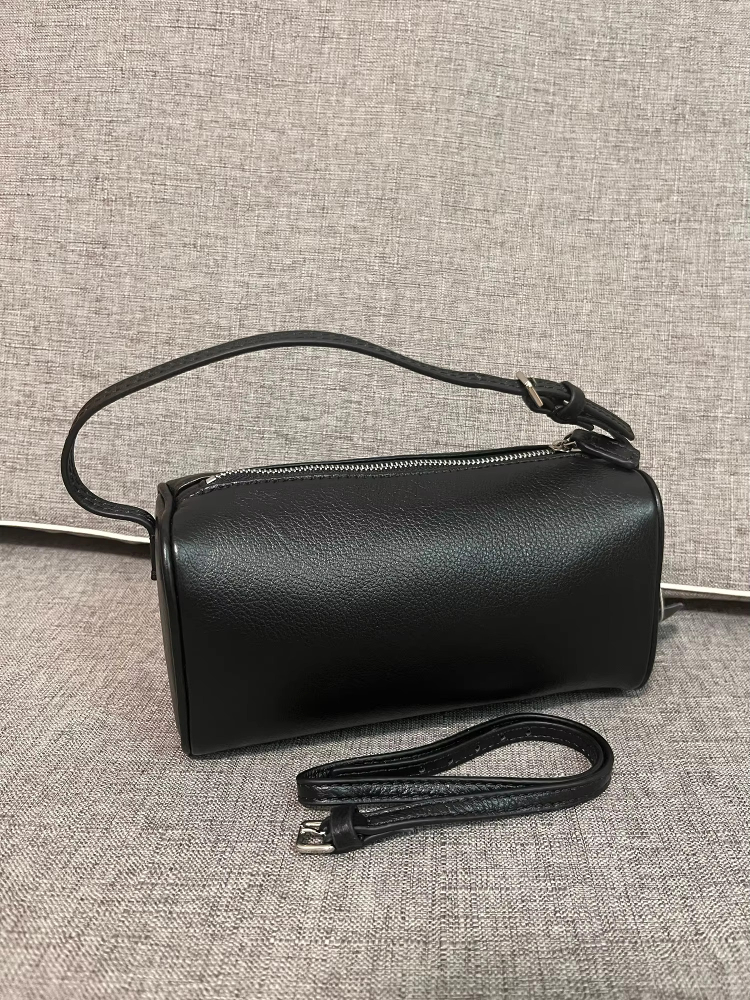 First Layer Cowhide Handbag Retro Simple Hand Shoulder Mini Suede Leather Pen Holder Bag
