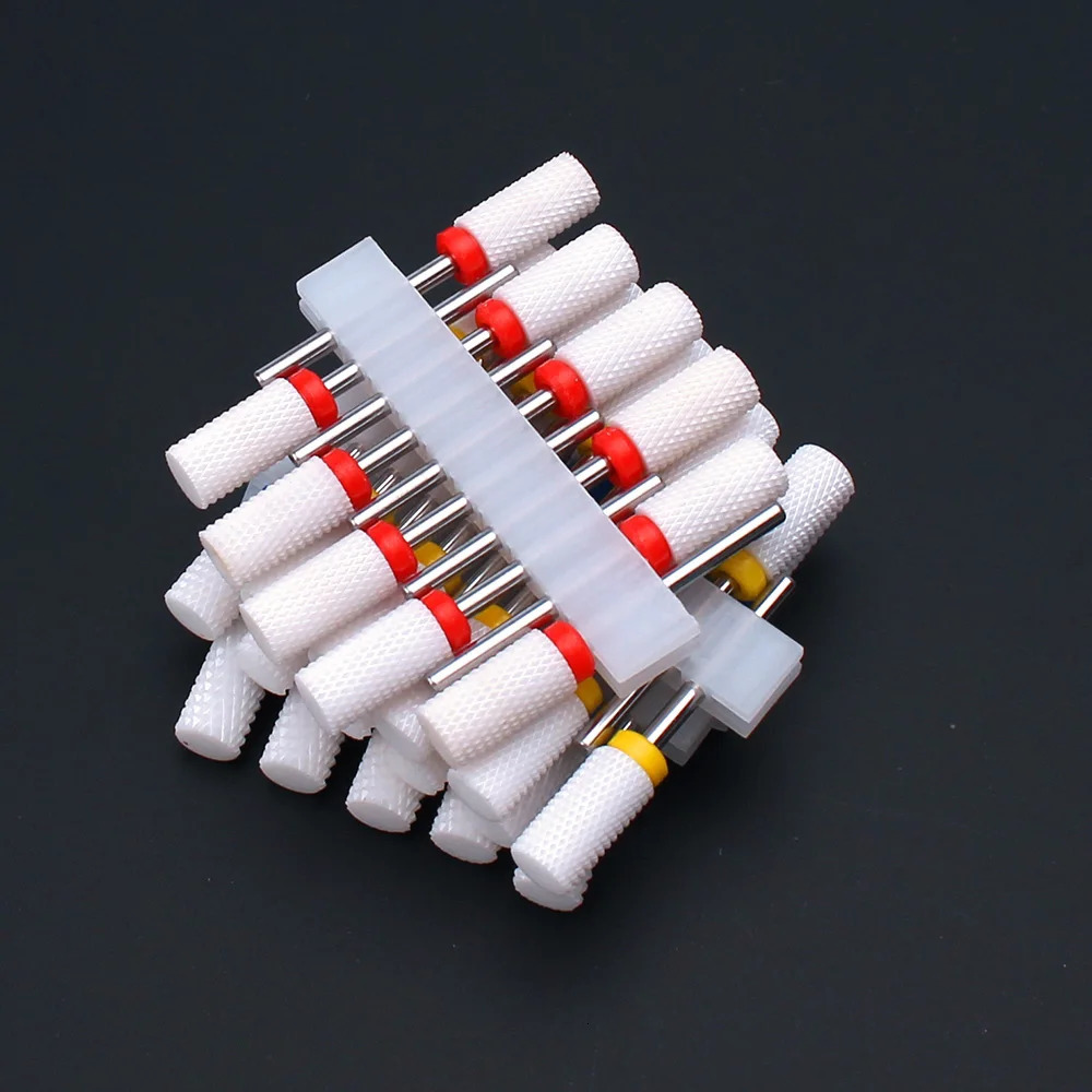 10pc/Set Milling Cutter Ceramic Nail Drill Bits Electric Manicure Files Kit Cuticle Burr Gel Polish Tools Accessories 250210