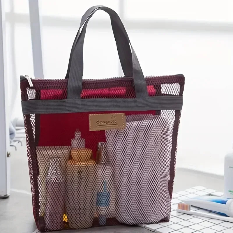 Useful 1Pc Lightweight Mesh Shower Bag with Quick Dry Technology Portable Toiletry Tote Outdoor Beach Bag 250207