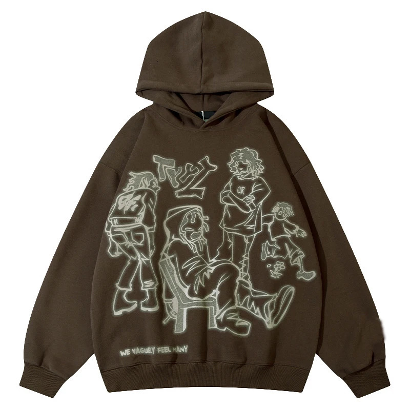 Y2K Streetwear Pink Hoodie Sweatshirt Funny Cartoon Graphic Hoodie Autumn Harajuku Anime Hooded Pullover Hip Hop Hipster 250208