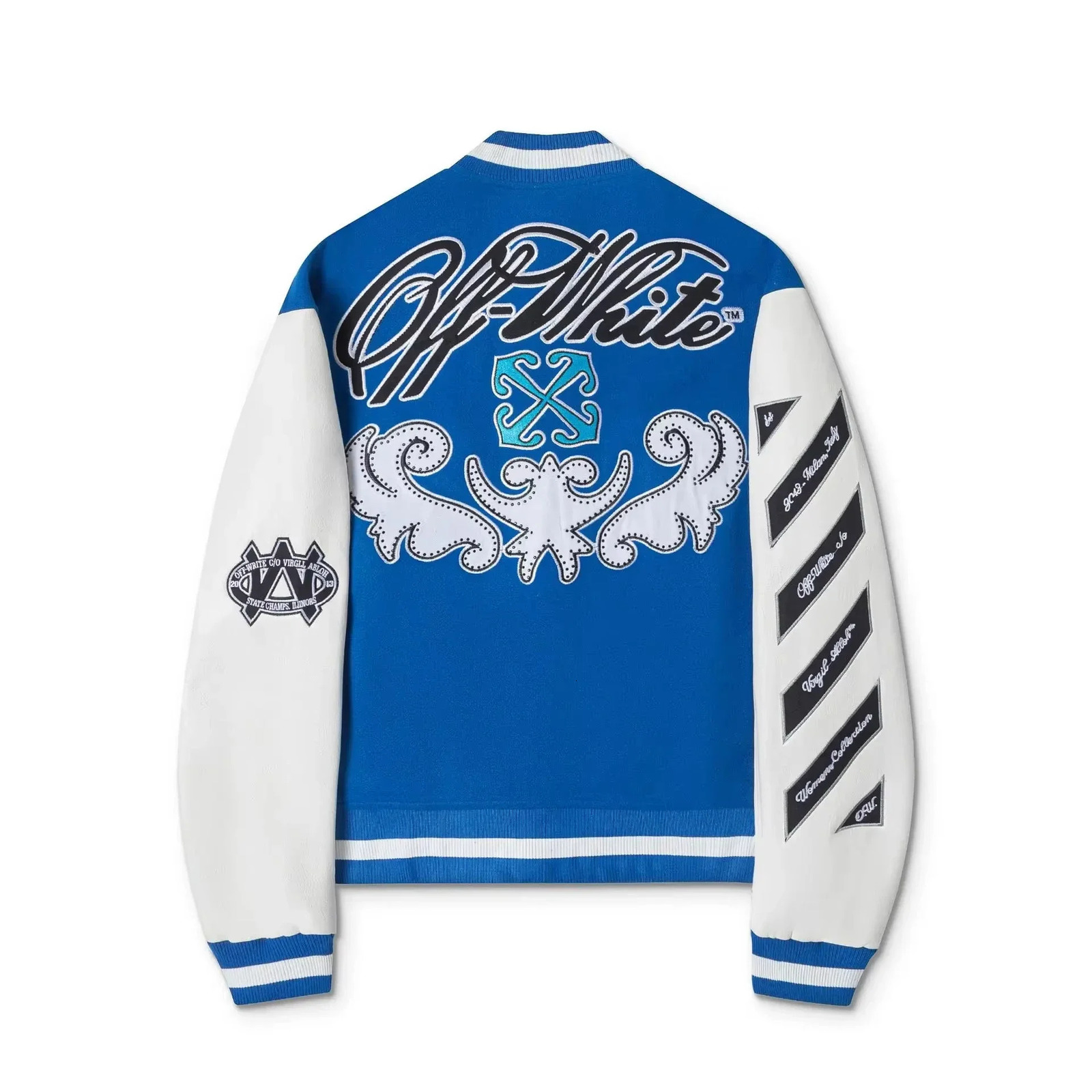 2025 Fashion Owoff Men Women Blue Letter Print Baseball Jacket Casual Loose Fall/Winter Clothing Jackets for Men 250116