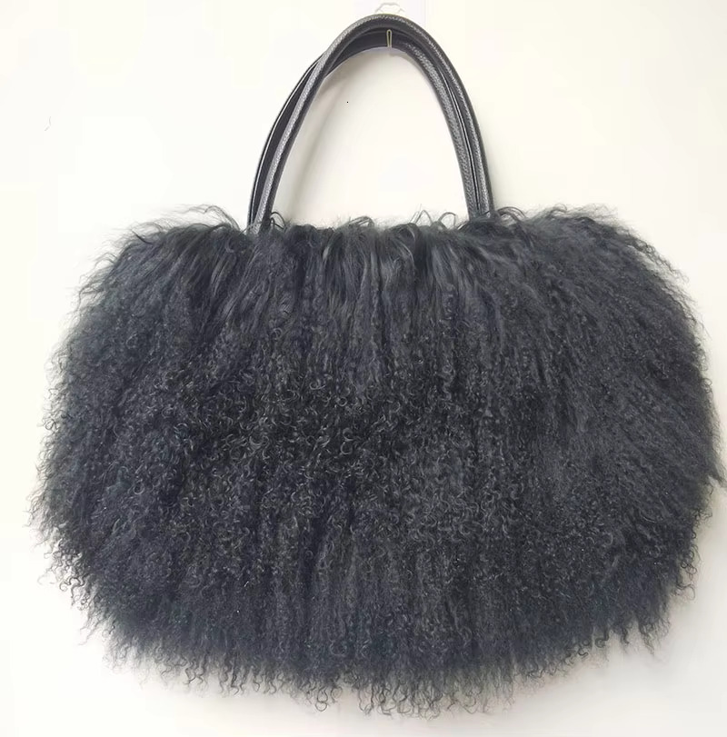Winter Women Real Mongolia Lamb Handbag Fashion Female Genuine Fur Bag Leather Casual BagVoyage