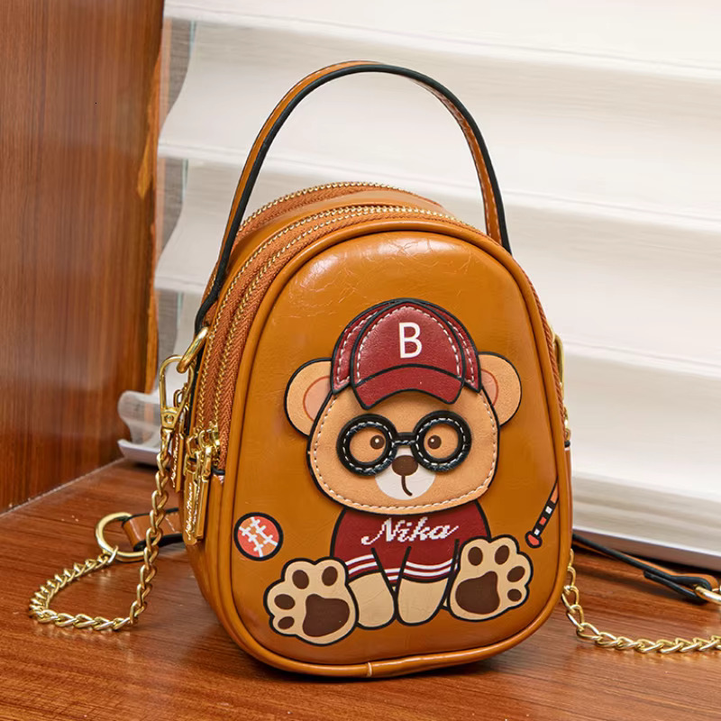 Fashionable Small Shoulder Bags Woman Cute Bear Mini Cellphone Women's Multi Pockets Purse Crossbody Bag Gift For Girl