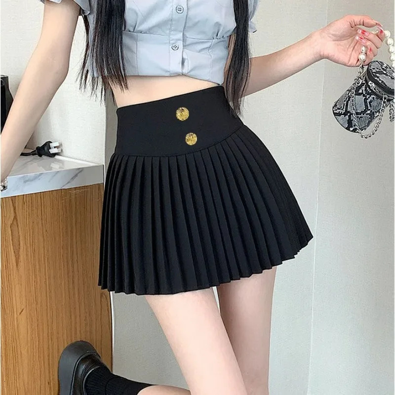 Autumn Winter Tweed Pleated Skirt For Women High Waist Slim Retro Short 250206Z