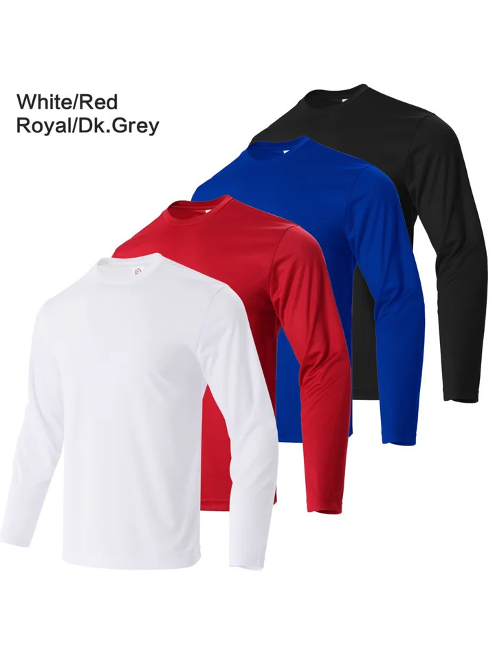 Mens Casual Plain Tshirt LongSleeved Fashion Fitness Blouse 250120