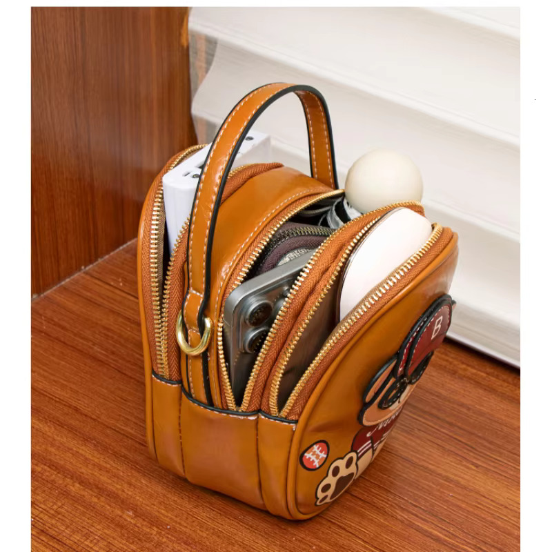 Fashionable Small Shoulder Bags Woman Cute Bear Mini Cellphone Women's Multi Pockets Purse Crossbody Bag Gift For Girl