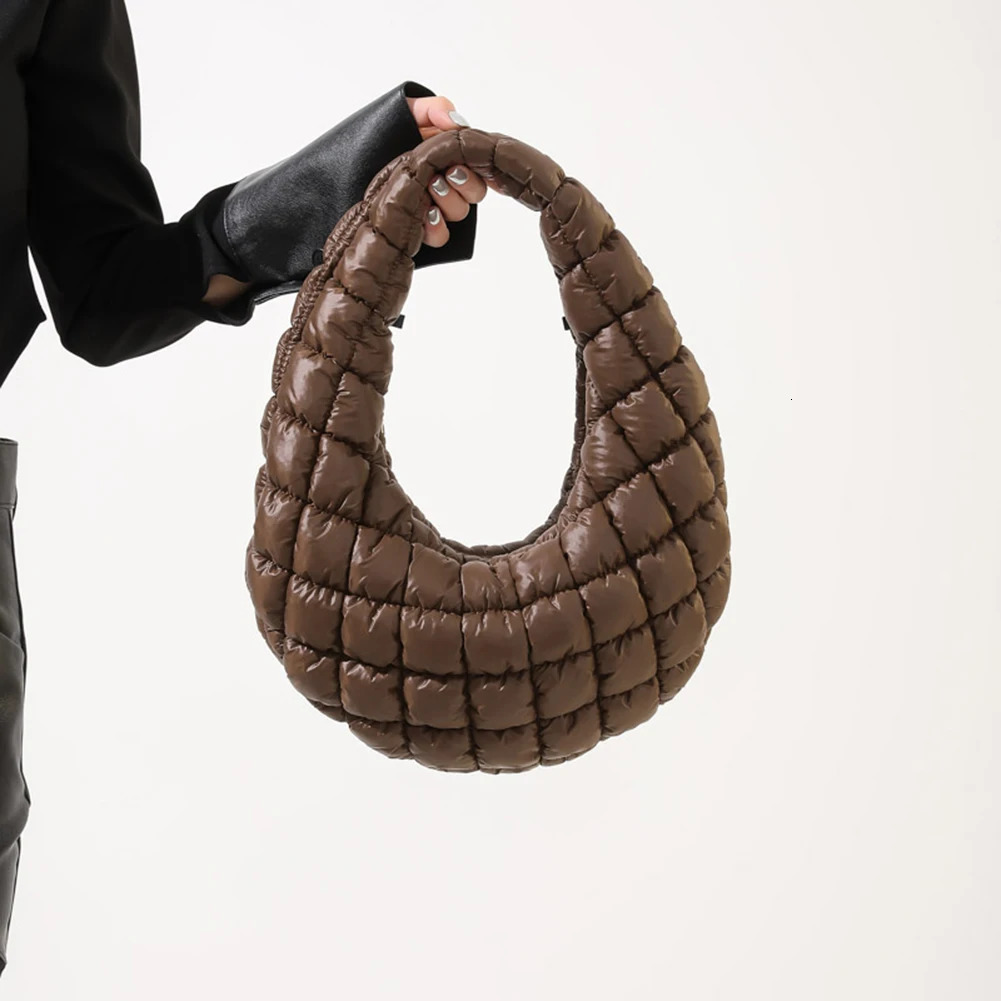 Quilted Embroidered Thread Womens Bag Pleated Cloud Mini Handbags Down Padded Lightweight Clutch Bag Cotton Small Shoulder Bags 250207