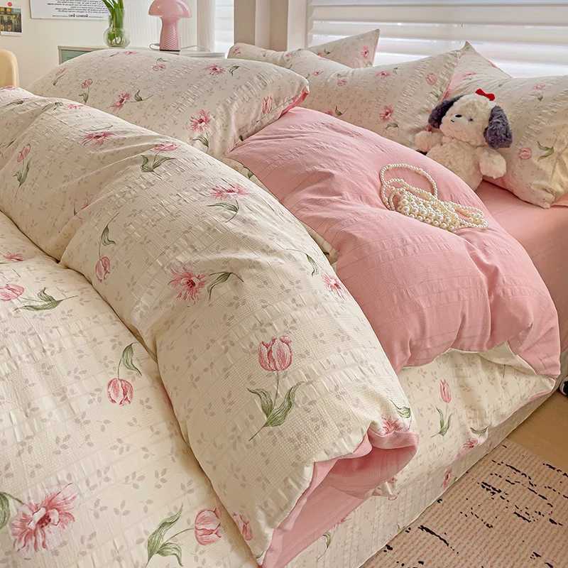 Washed Cotton Bedding Comforter Set case bed sheet Single Full Size Bed Linen Duvet Cover Set Queen/King Double Size Z250208