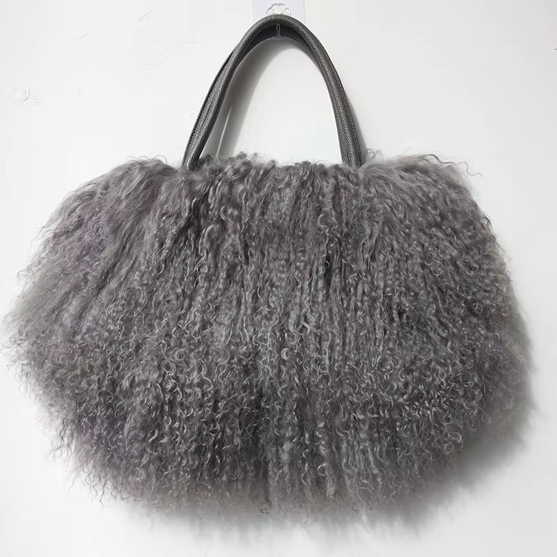 Winter Women Real Mongolia Lamb Handbag Fashion Female Genuine Fur Bag Leather Casual BagVoyage