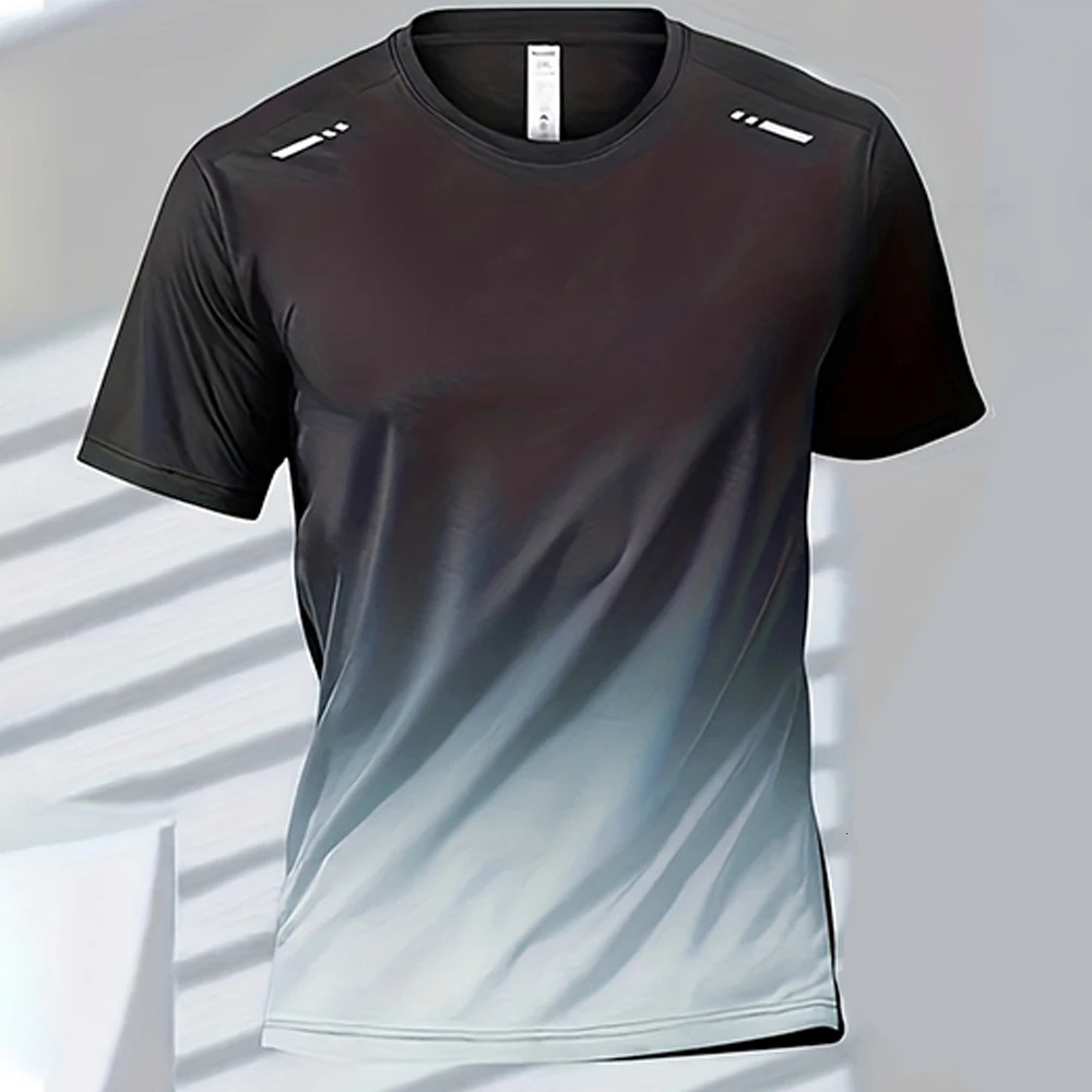Mens Tshirts Sports Tshirt Quickdrying Gradient Short Sleeve Tees Outdoor Workout Basketball Training Running men clothes 250118