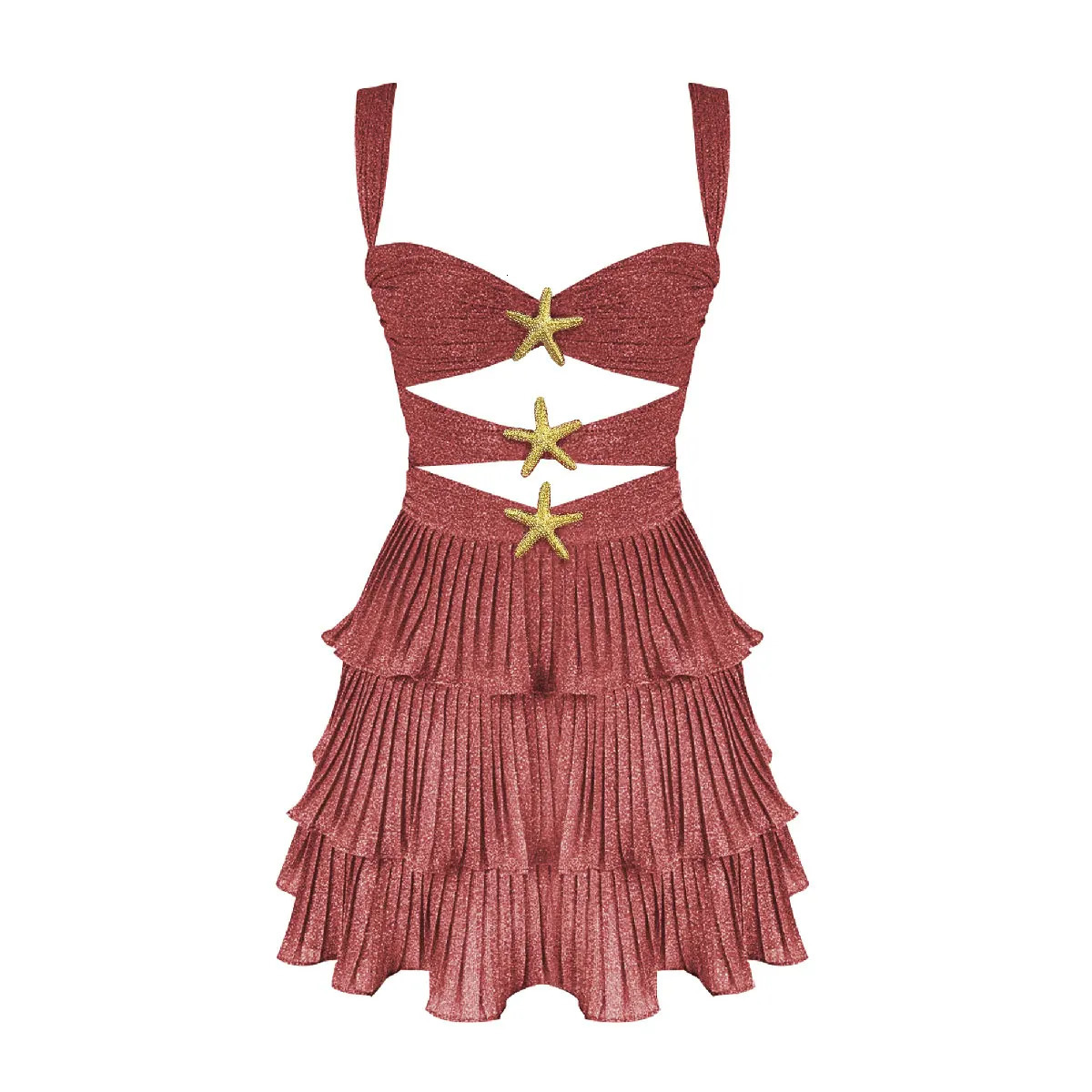 Cover Up Skirt Beach Women Geometry Printed Two-piece Elegant And Pretty Dress Shoulder Strappy Bathing Suit Beachwear 250208