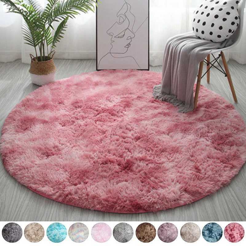 200cm Fluffy Round Rug Carpets for Living Ro Bedro He Decor Grey/ Thick Plush Carpet Kids Ro Mat Large Rugs Z250208