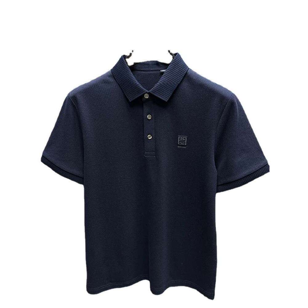 High end 100% pure cotton summer polo shirt, short sleeved business hot stamping casual top, t-shirt, lapel and slit
