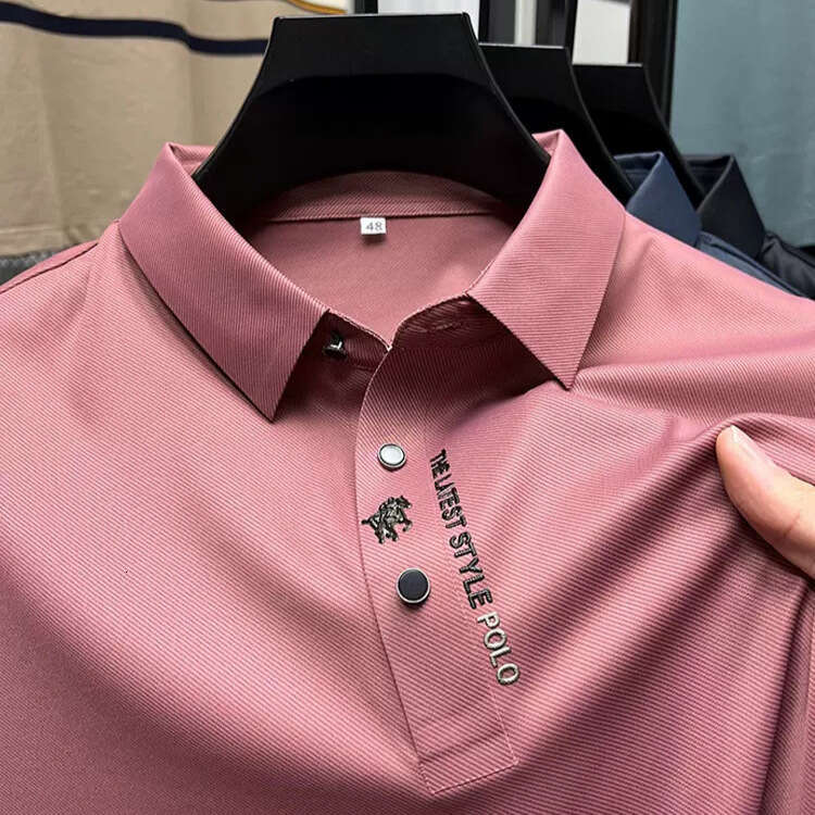 High end summer polo shirt, business casual, seamless ice silk short sleeved T-shirt, lapel, small horse logo hot stamping