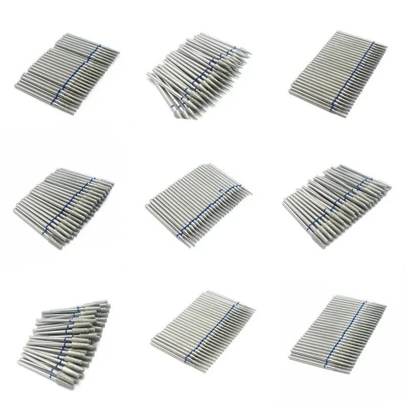 50 pcs/set drill bit set for nails Cutter Dental Diamond Grinding Polish Burs Dental Lab Polisher 2.35mm Shank Nail Tools 250210