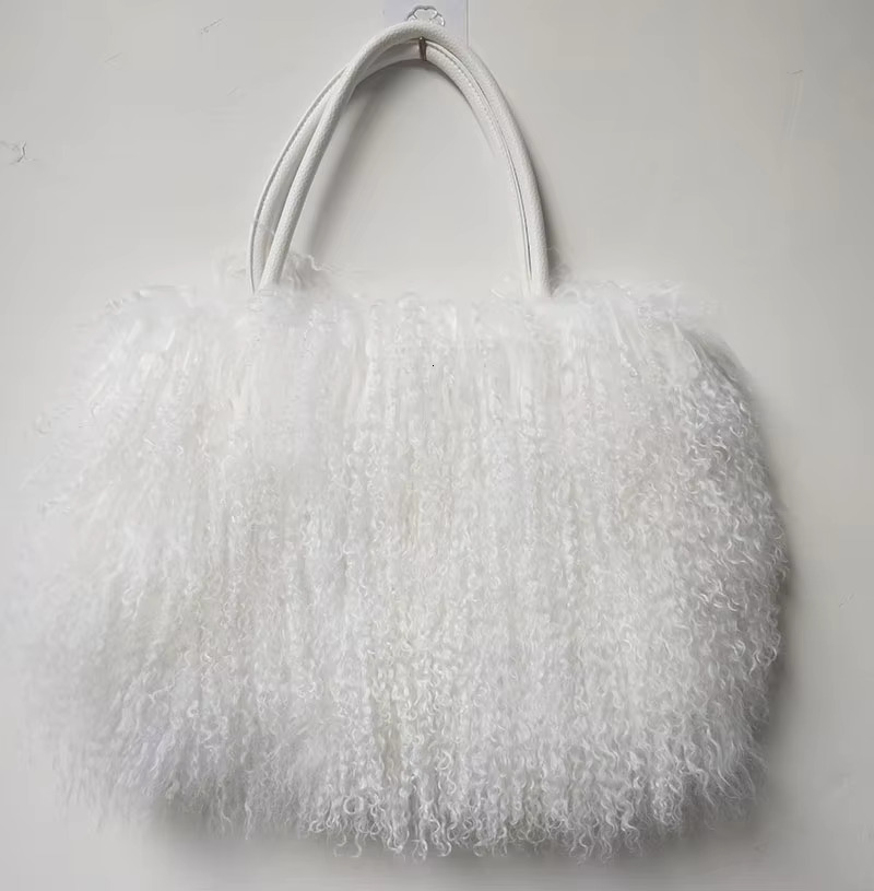 Winter Women Real Mongolia Lamb Handbag Fashion Female Genuine Fur Bag Leather Casual BagVoyage