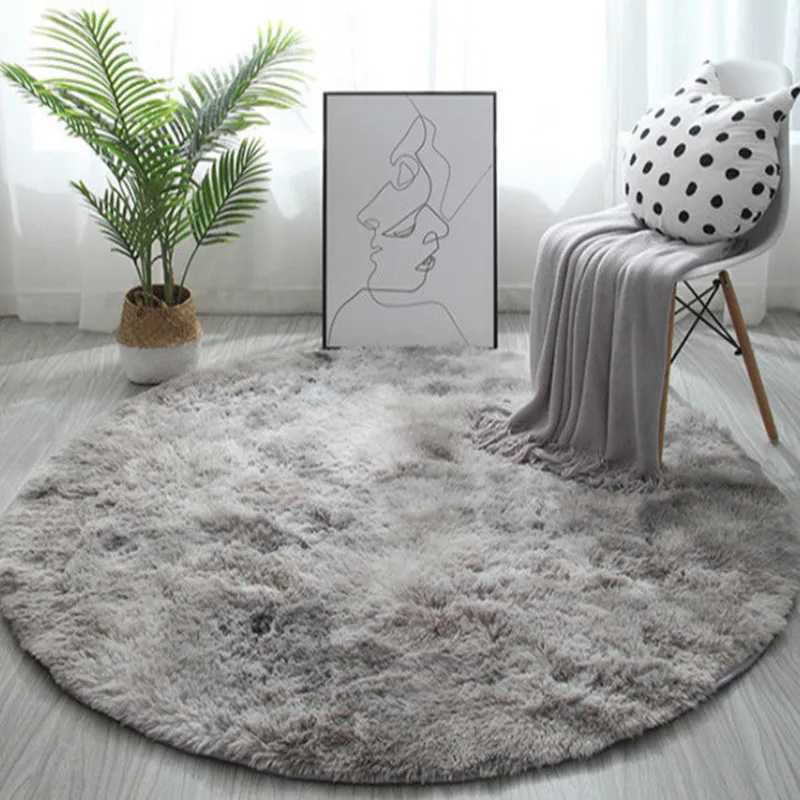 200cm Fluffy Round Rug Carpets for Living Ro Bedro He Decor Grey/ Thick Plush Carpet Kids Ro Mat Large Rugs Z250208