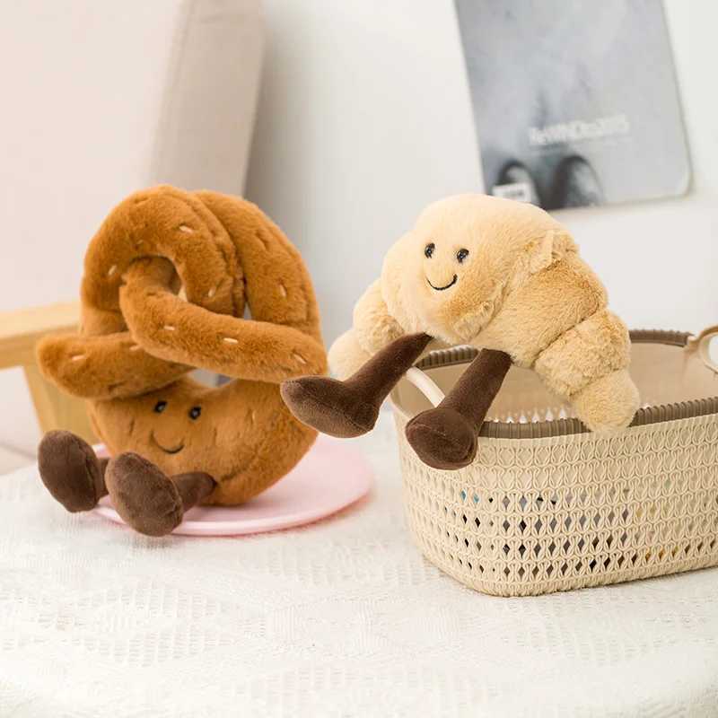 Cartoon Figure Pretzel Croissant Toast Bread Doll Lovely Food Toy ffed Plush Ro Decoration Birthday Gifts Y250208