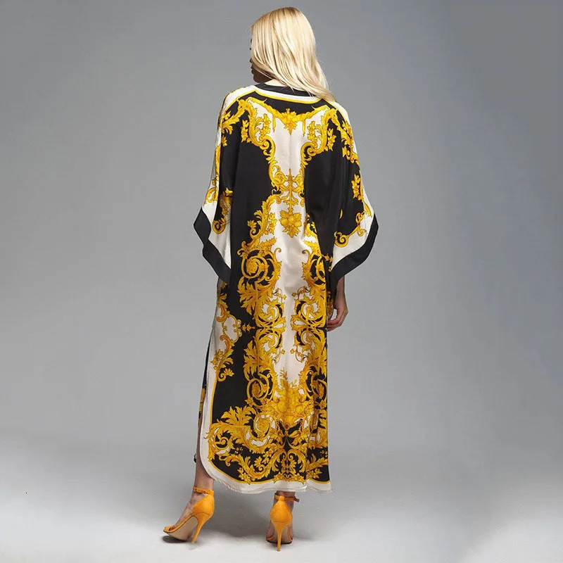 Women Swimsuit Beach Cover Up dress Sleeve Kaftan Beach Tunic Long Pareos Bikinis Cover ups Summer Robe Beach Beachwear 250208