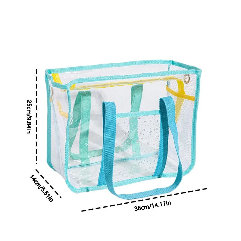 1PC Beach Bag Large Capacity Transparent Bag PVC Waterproof Wash Storage Tote Bag Handbag 250207
