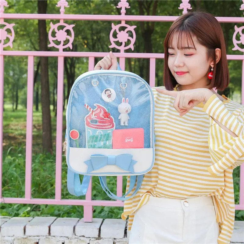 Clear Transparent Backpacks Women Harajuku Bow-knot Itabags Bags School Bags for Teenager Girls er Ita Bag Bookbag Bolsa 250207