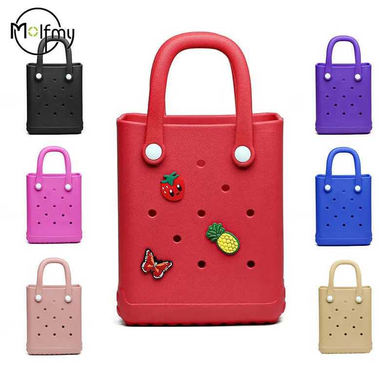 Mini Beach Bag Summer EVA DIY Waterproof Beach Basket Picnic Outdoor Travel Tote Handbag Swimming Shoulder Shopping Shoulder Bags B250618