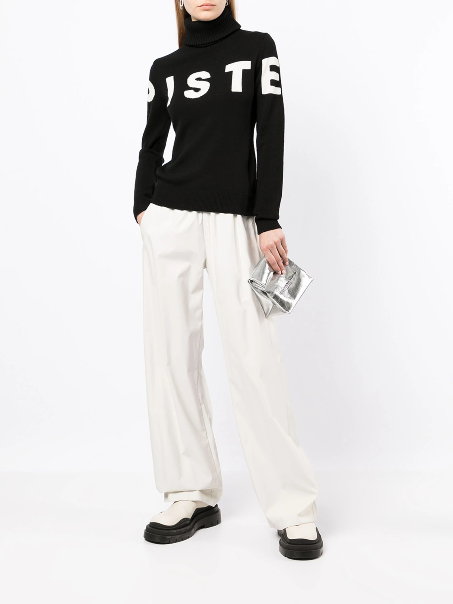 autumn and winter fashion minimalist letter casual slim fit n with a semi high neck knit sweater 250208