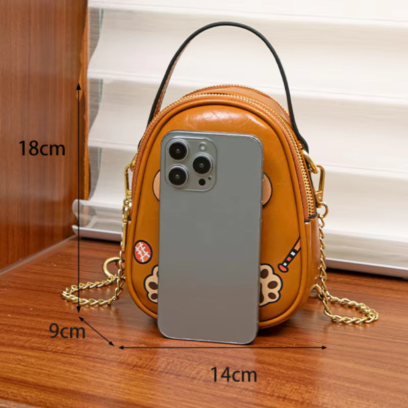 Fashionable Small Shoulder Bags Woman Cute Bear Mini Cellphone Women's Multi Pockets Purse Crossbody Bag Gift For Girl