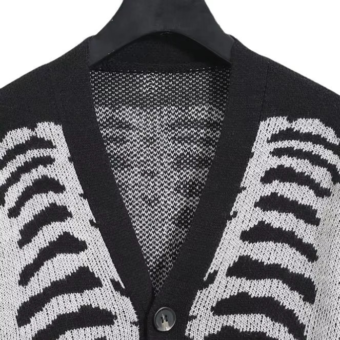 Wholesale Men's Sweaters Jacquard Pattern Plus Size Loose Winter Top Halloween Knitted Cardigan