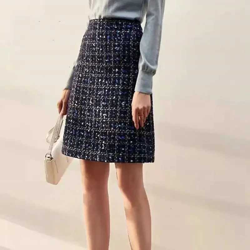 womens fashion coarse woolen plain weave skiing high waisted Aline ultrathin casual wool Y573 for autumn and winter 2024 250206Z