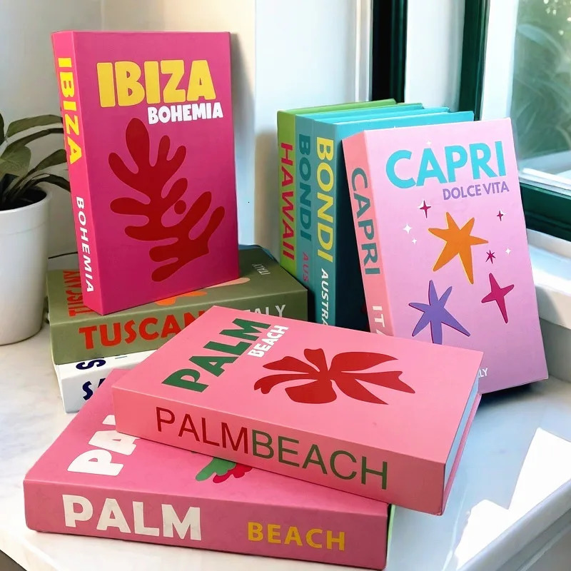 2025 Travel Series Book Storage Box Decorative Books Ibiza Miami Hawaii Coffee Table Bedroom Interior Home Decor 250208