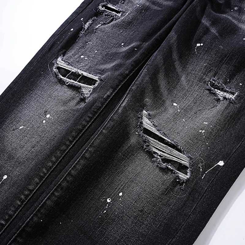Washed 2025 Arrival Jeans Pants High Quality Trousers Men WomanVintage Black CasualT250208