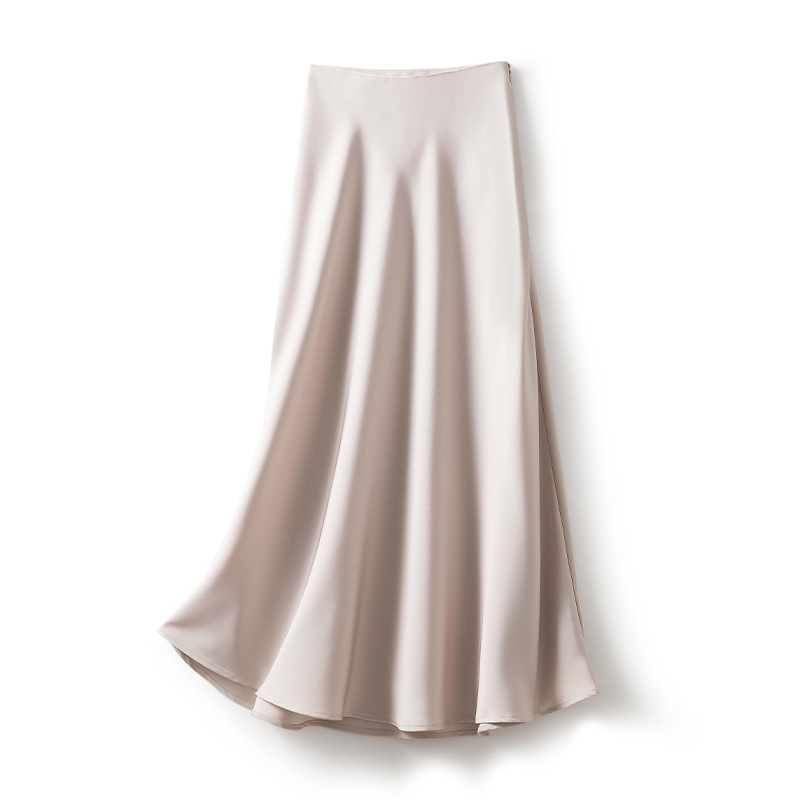 LW2260 New imitation acetate satin skirt for women Temperament commuting Korean style high waist hip solid color skirt