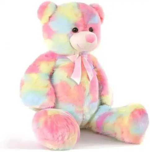 Big Fried S Colorful Teddy Bear Plush Toy Girlfriend and Child Tie Dye 39 inches Y250208 Y260128