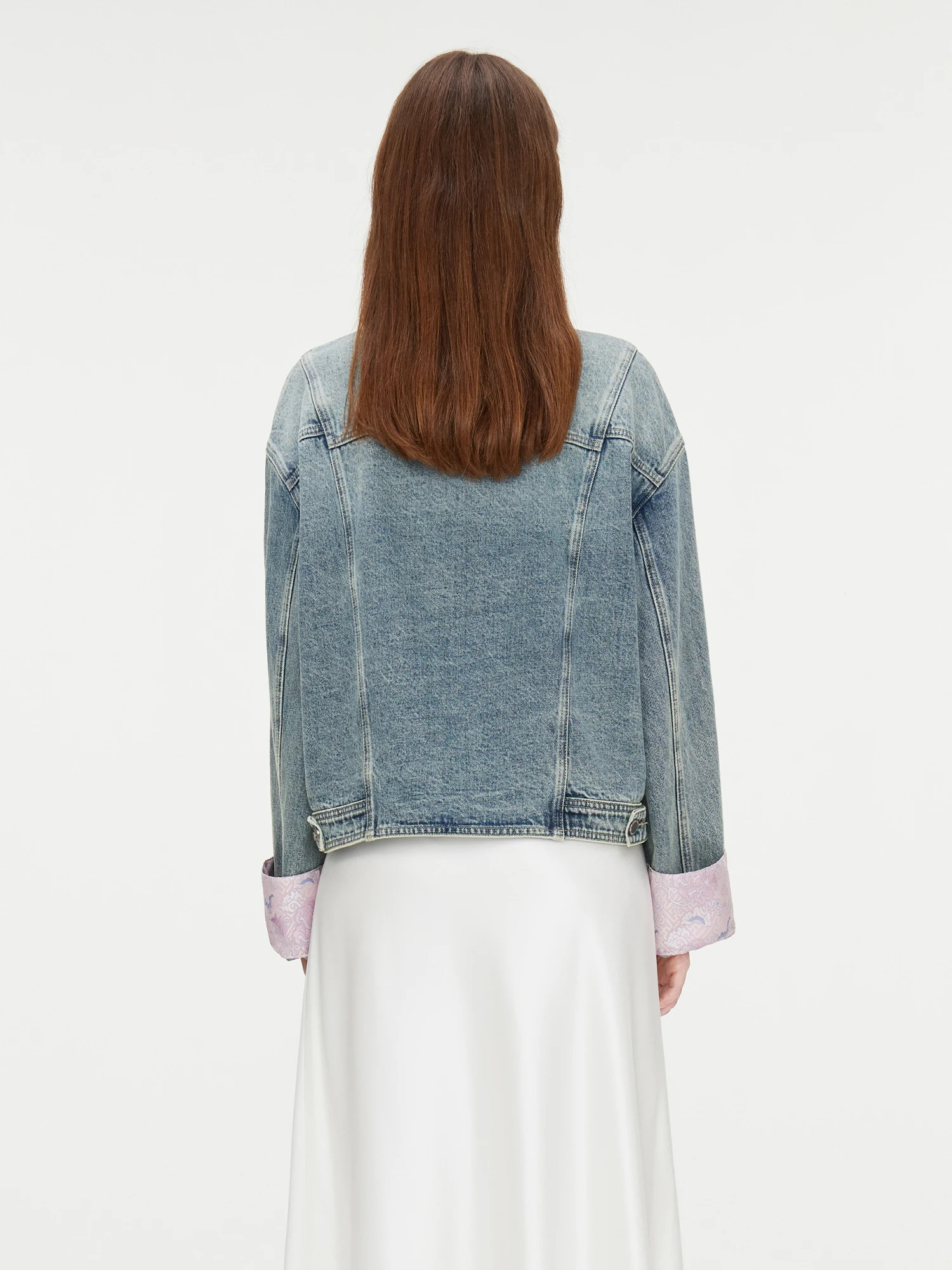 FSLE Chinese Style Satin Stitching Retro Denim Jacket Versatile Casual Womens Autumn Wear n Jacket 24FS13013 250122