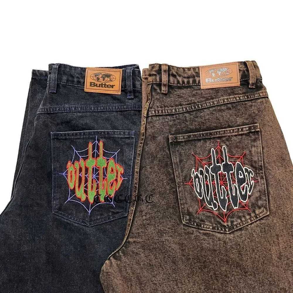 Australian Skateboard Jeans Butter Goods Hip Hop Skating Hip Hop Wearing Heavy American Retro Embroidered Skateboard Men Pants.T250208