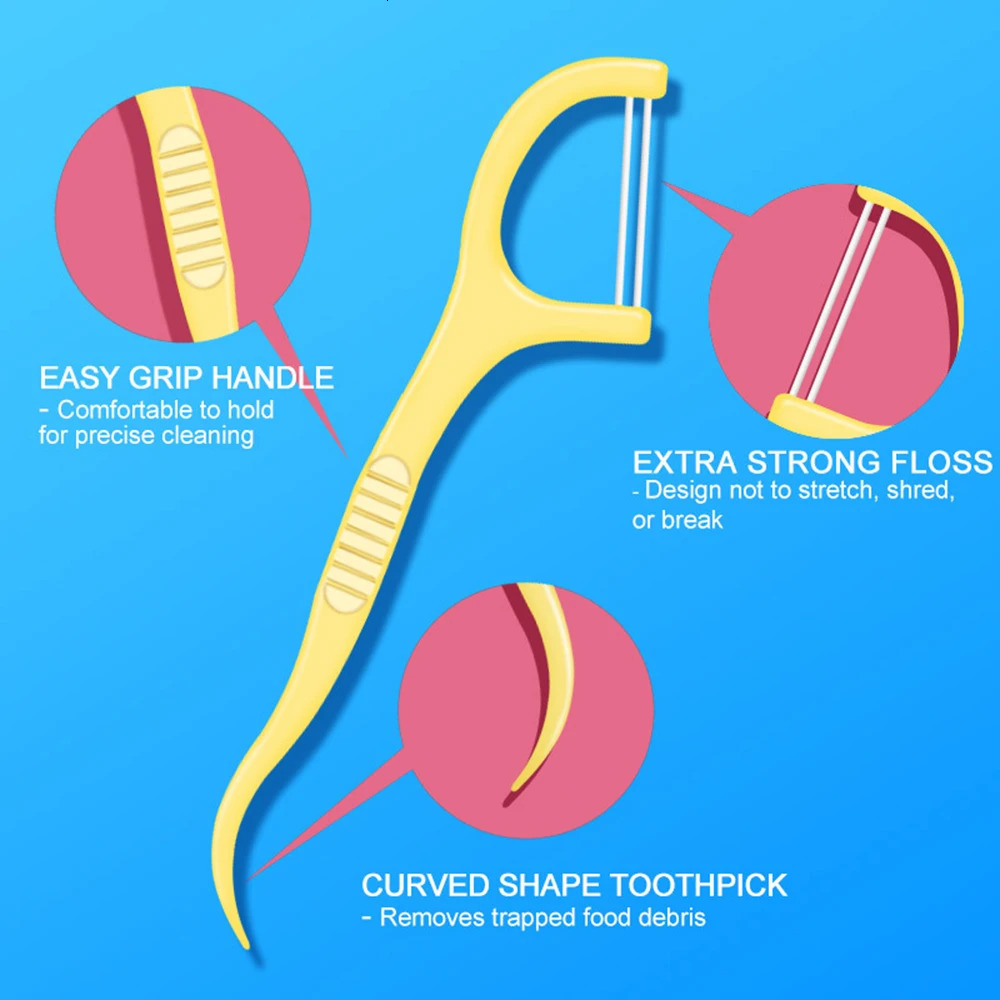 50Pcs Box Fruit Flavor Dental Floss Pick Teeth Cleaner Double Line High Tensile Force Stick Portable Toothpick Hygiene 250108