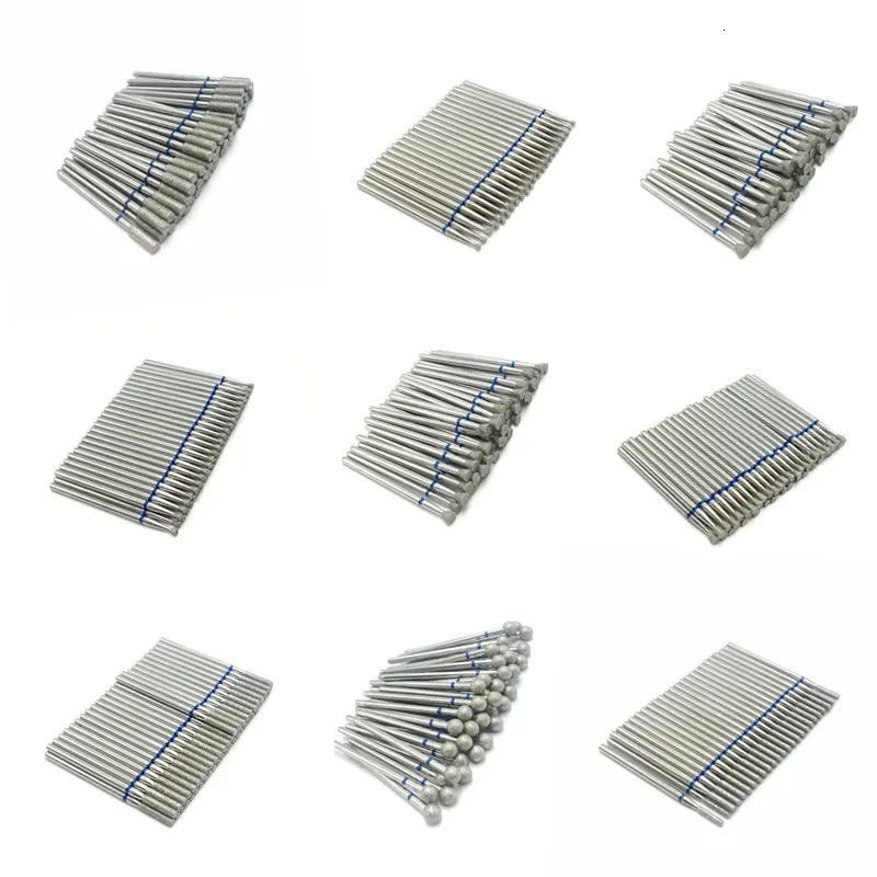 50 pcs/set drill bit set for nails Cutter Dental Diamond Grinding Polish Burs Dental Lab Polisher 2.35mm Shank Nail Tools 250210